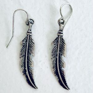 Dangling Silver Feather Earrings